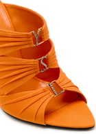 Saint Laurent Emilie 110 Ruched Satin Sandals Orange