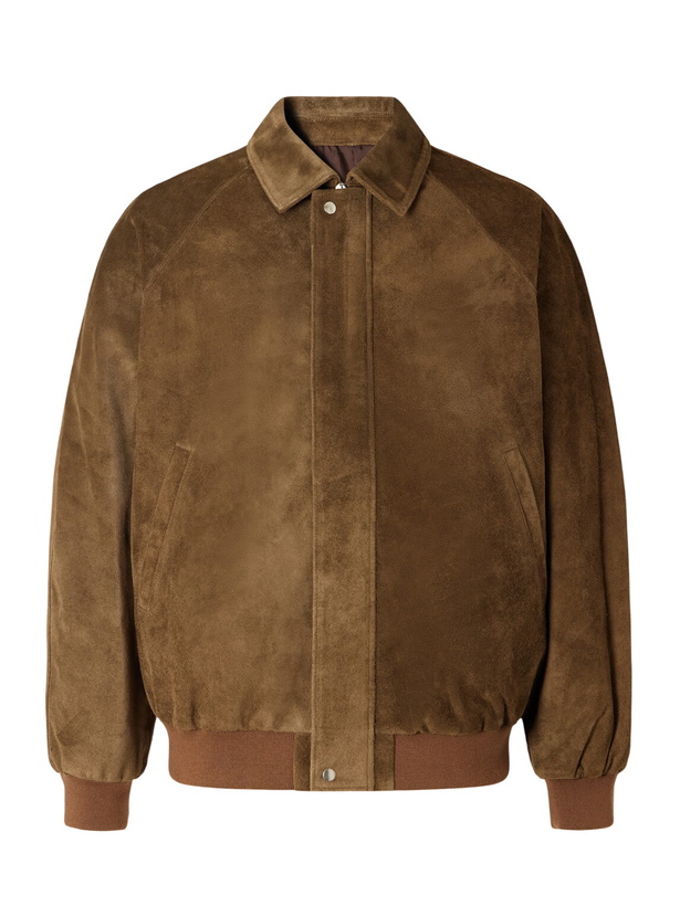 Photo: Graphpaper - Rib-Trimmed Suede Blouson Jacket - Brown