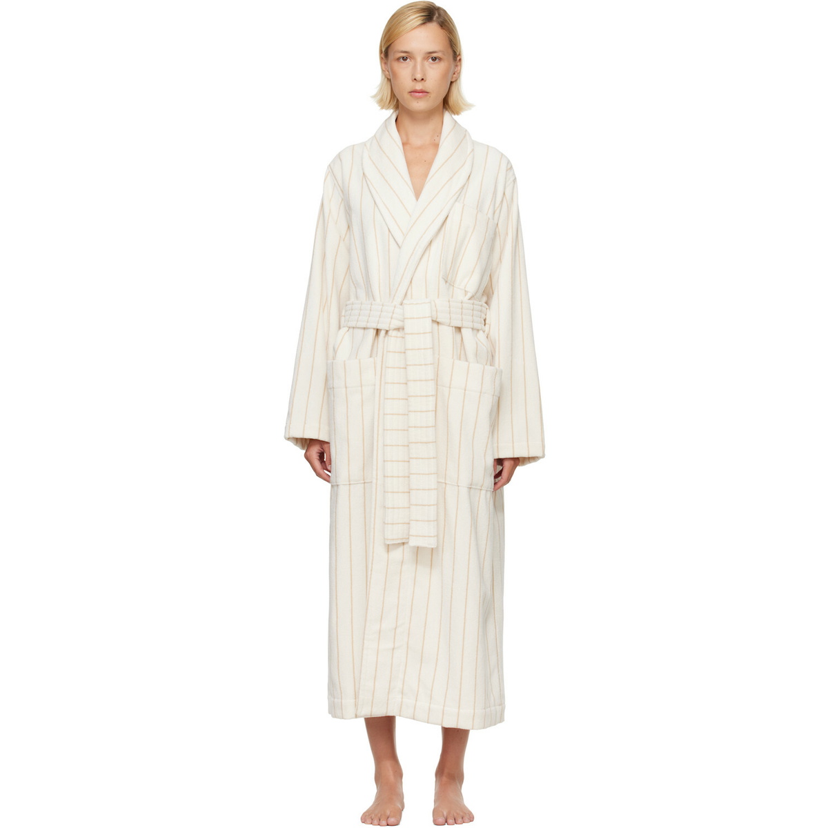 Tekla Off-White & Beige Terry Classic Bathrobe