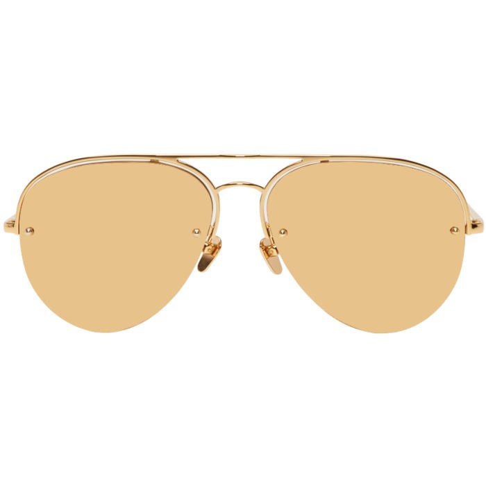 Photo: Linda Farrow Luxe Gold 543 Aviator Sunglasses