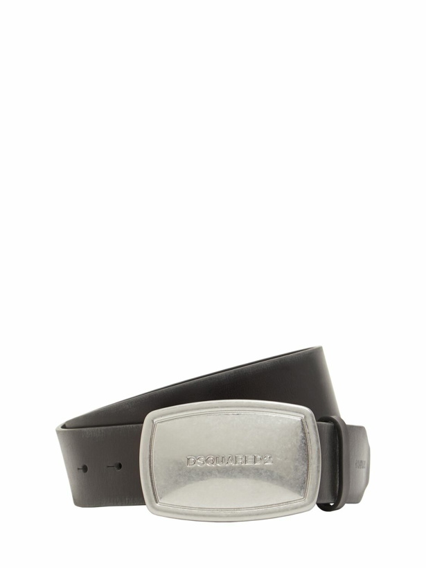 Photo: DSQUARED2 40mm Logo Plaque Leather Belt
