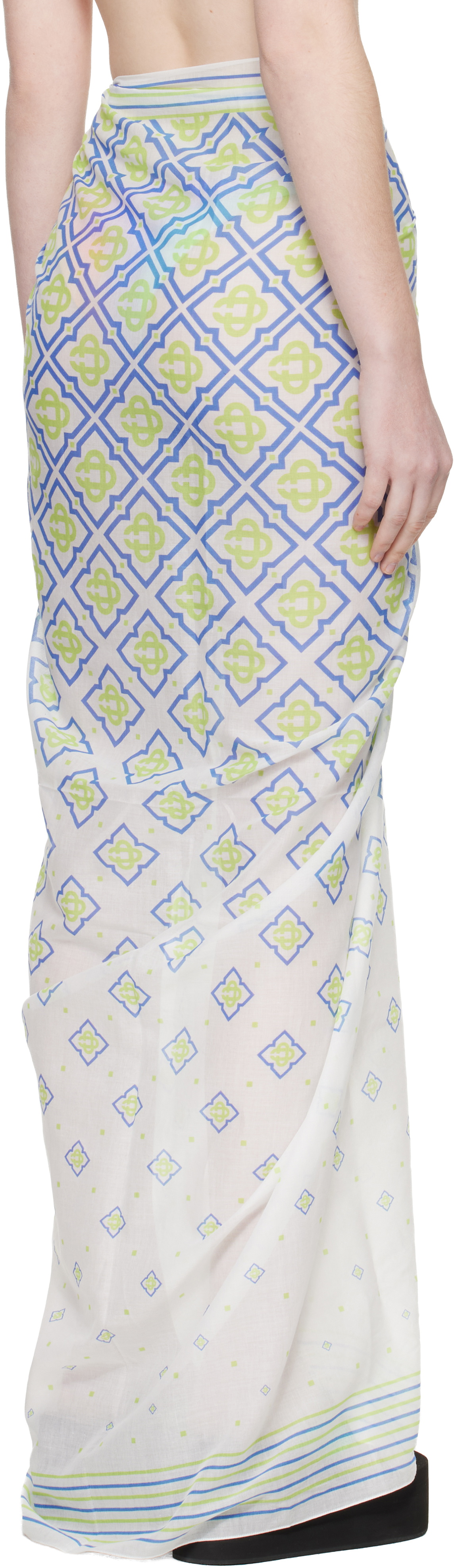 Casablanca White Degrade Monogram Pareo Cover-up Skirt