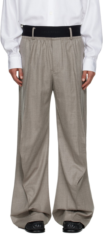 Photo: ALAINPAUL Taupe Knee Shape Tailored Trousers