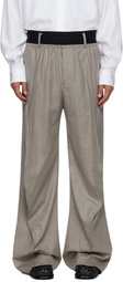 ALAINPAUL Taupe Knee Shape Tailored Trousers