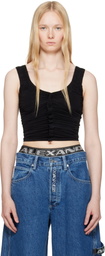 Alexander Wang Black Sheer Ruched Tank Top