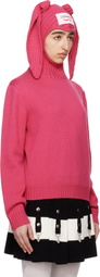 Charles Jeffrey LOVERBOY Pink Merino Rabbit Balaclava Hoodie