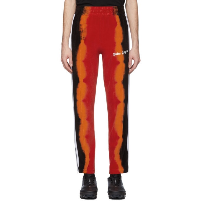 Photo: Palm Angels Black and Red Chenille Tie-Dye Lounge Pants