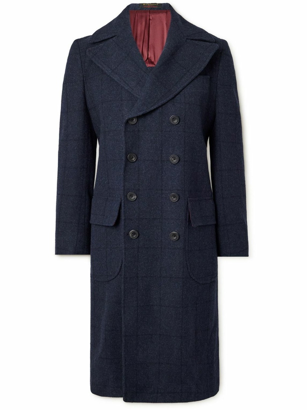 Photo: Rubinacci - Ulster Double-Breasted Checked Wool Coat - Blue