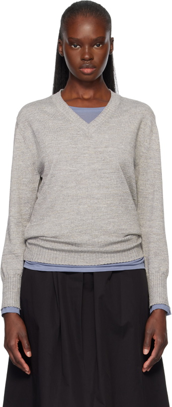 Photo: Nothing Written Gray Marine V-Neck Pullover Sweater