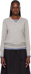 Nothing Written Gray Marine V-Neck Pullover Sweater