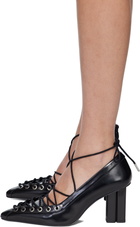 GANNI Black Lace Up Butterfly High Heels