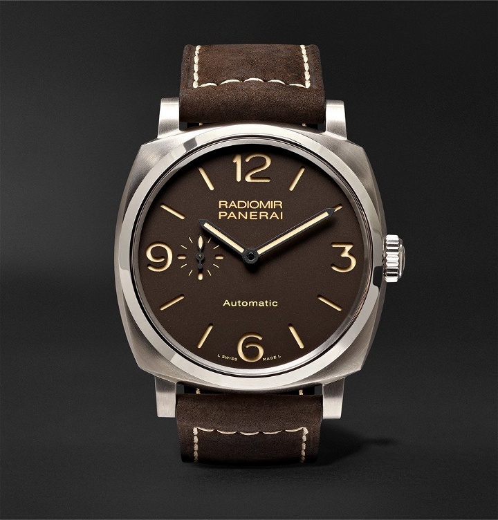 Photo: Panerai - Radiomir 1940 3 Days Automatic Titanio 45mm Titanium and Leather Watch - Brown