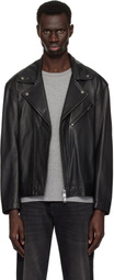 BOSS Black Zip Pocket Leather Biker Jacket