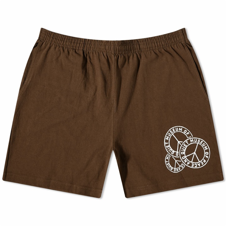 Photo: Museum of Peace and Quiet Men's Badge Sweat Shorts in Brown