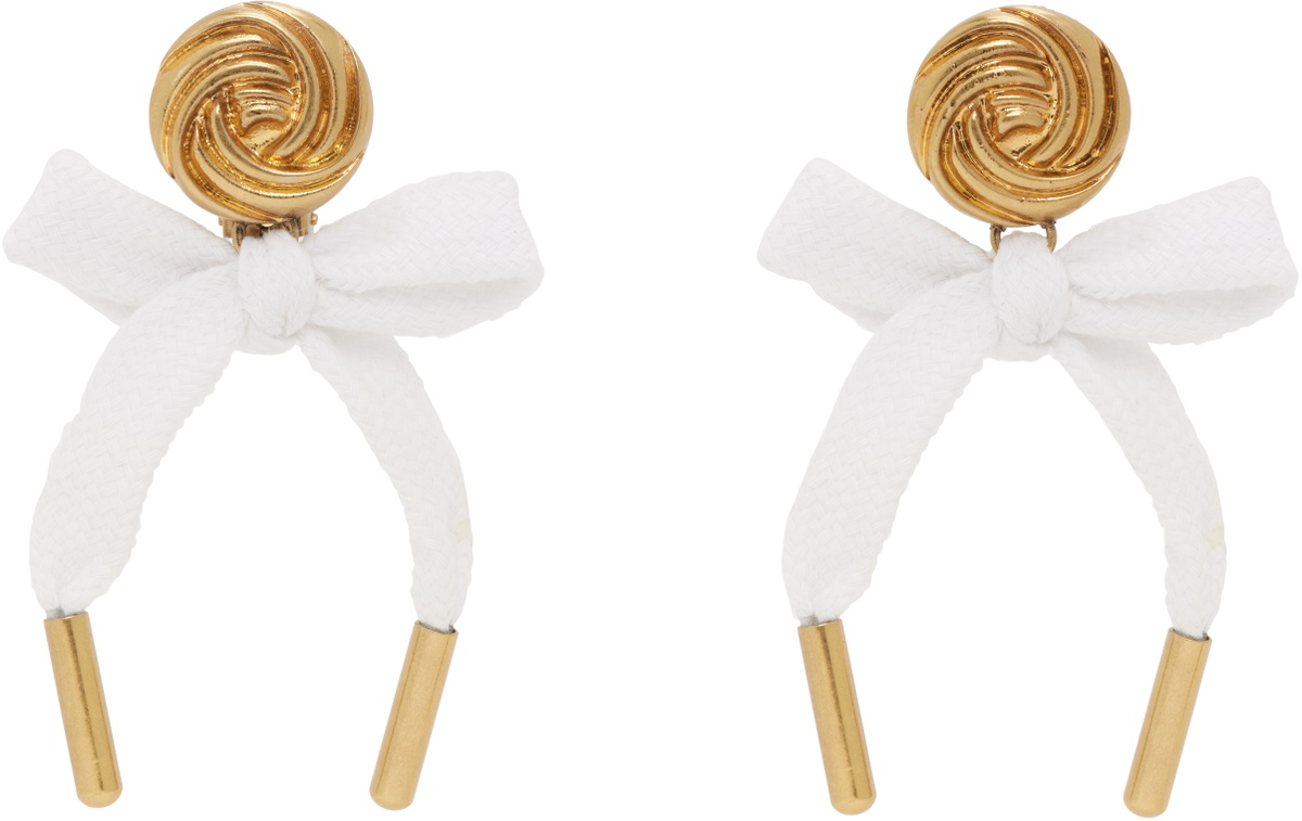 Moschino Gold & White Bow Earrings