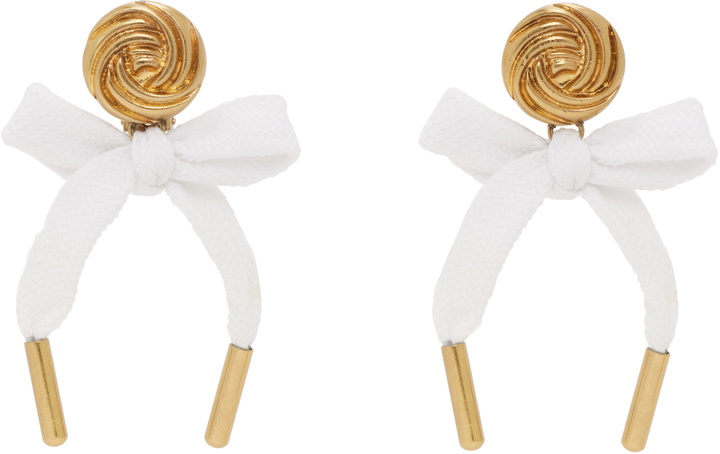 Photo: Moschino Gold & White Bow Earrings