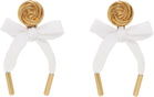 Moschino Gold & White Bow Earrings