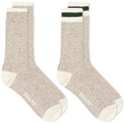 Beams Plus Men's Rag Sock in Oatmeal/Green Line