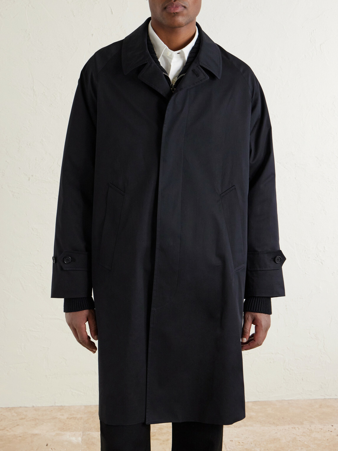 De Petrillo - Structured Cotton-Blend Coat - Black
