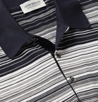 John Smedley - Timber Striped Sea Island Cotton Polo Shirt - Blue