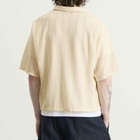 BEAMS Men's Mesh Open Collar Shirt in Off White