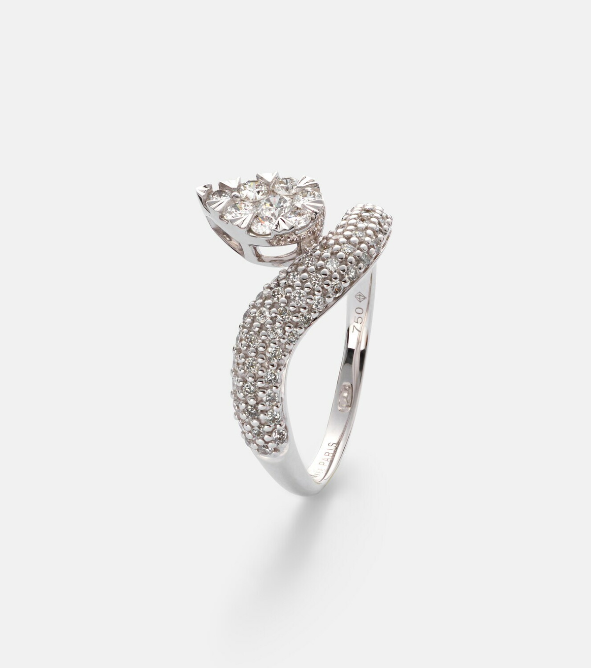 Persée Wave Alliance 18kt white gold ring with diamonds