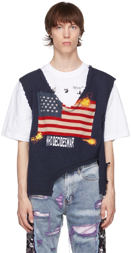 Photo: Who Decides War by MRDR BRVDO Navy Layered 'L'Ardeur' Sweater Vest