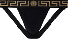 Versace Underwear Black Greca Border Jockstrap