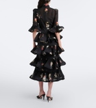 Zimmermann Floral pleated ruffled midi dress