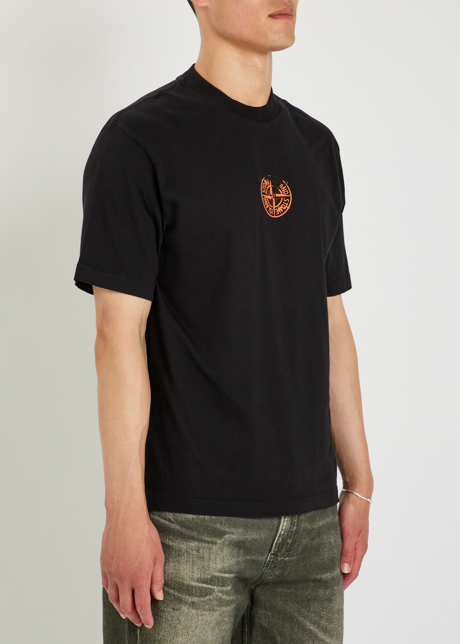 Stone Island Logo-print Cotton T-shirt Black