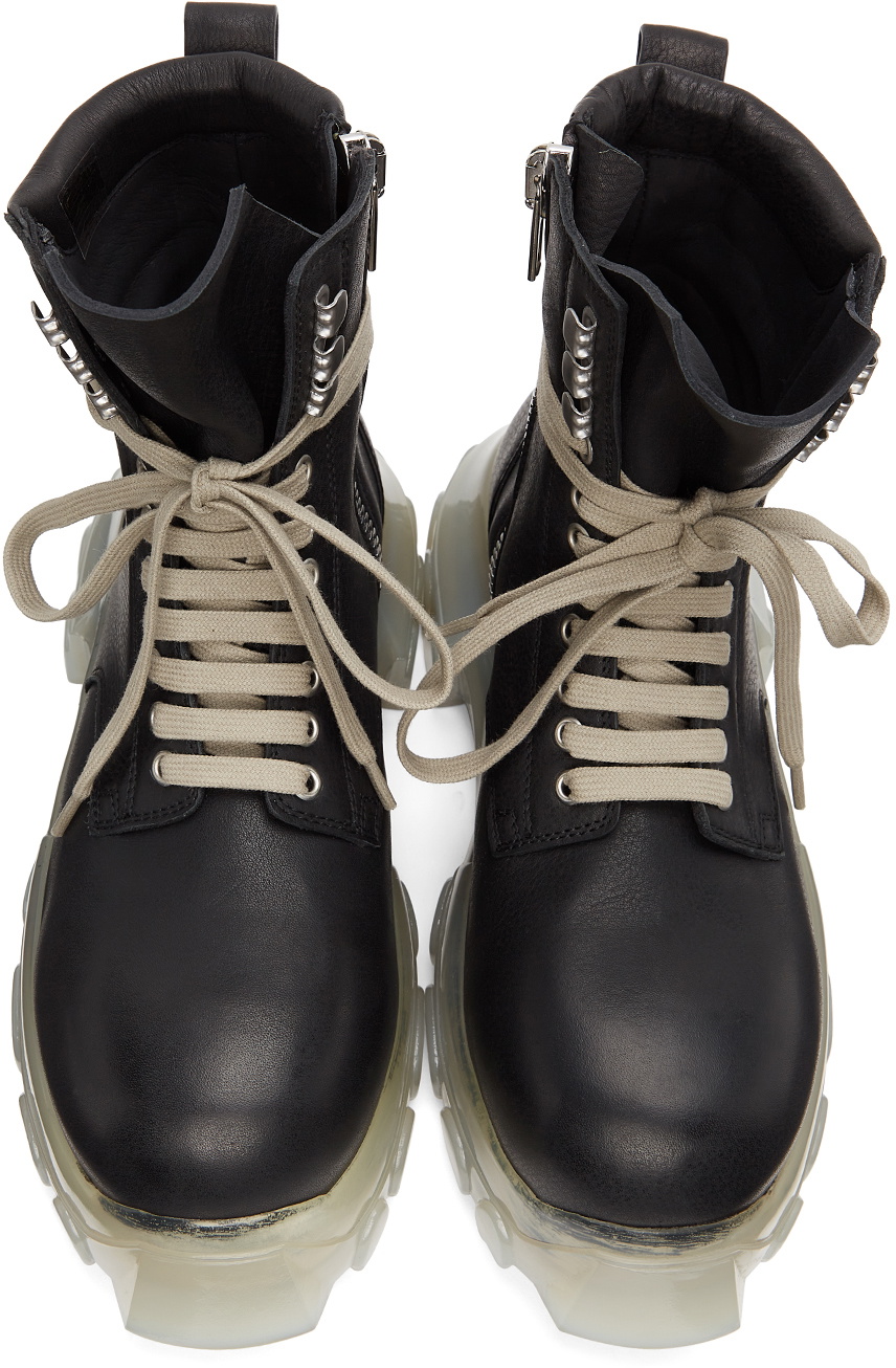 Rick Owens Black & Transparent Bozo Tractor Army Boots Rick
