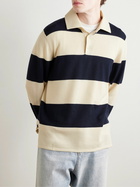 Valentino Garavani - Logo-Print Striped Virgin Wool Polo Shirt - Neutrals