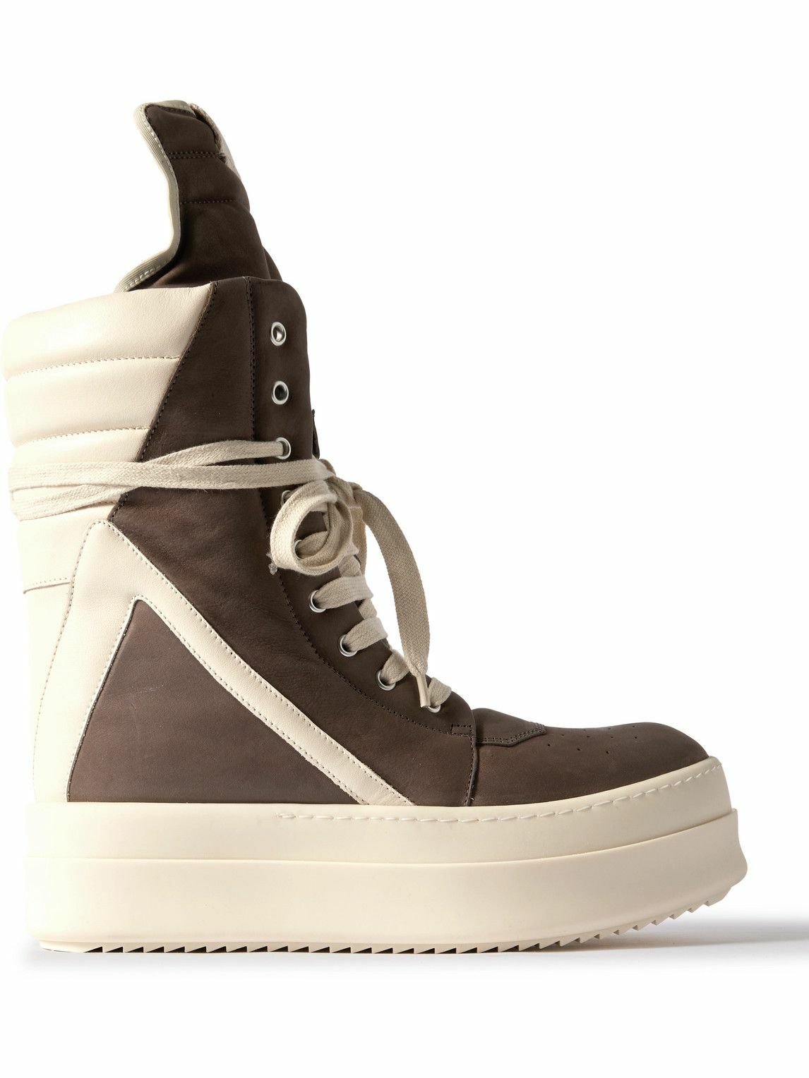 Rick Owens - Mega Geobasket Leather Sneakers - Brown Rick Owens