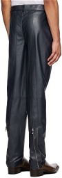 Situationist Navy YASPIS Edition Faux-Leather Trousers