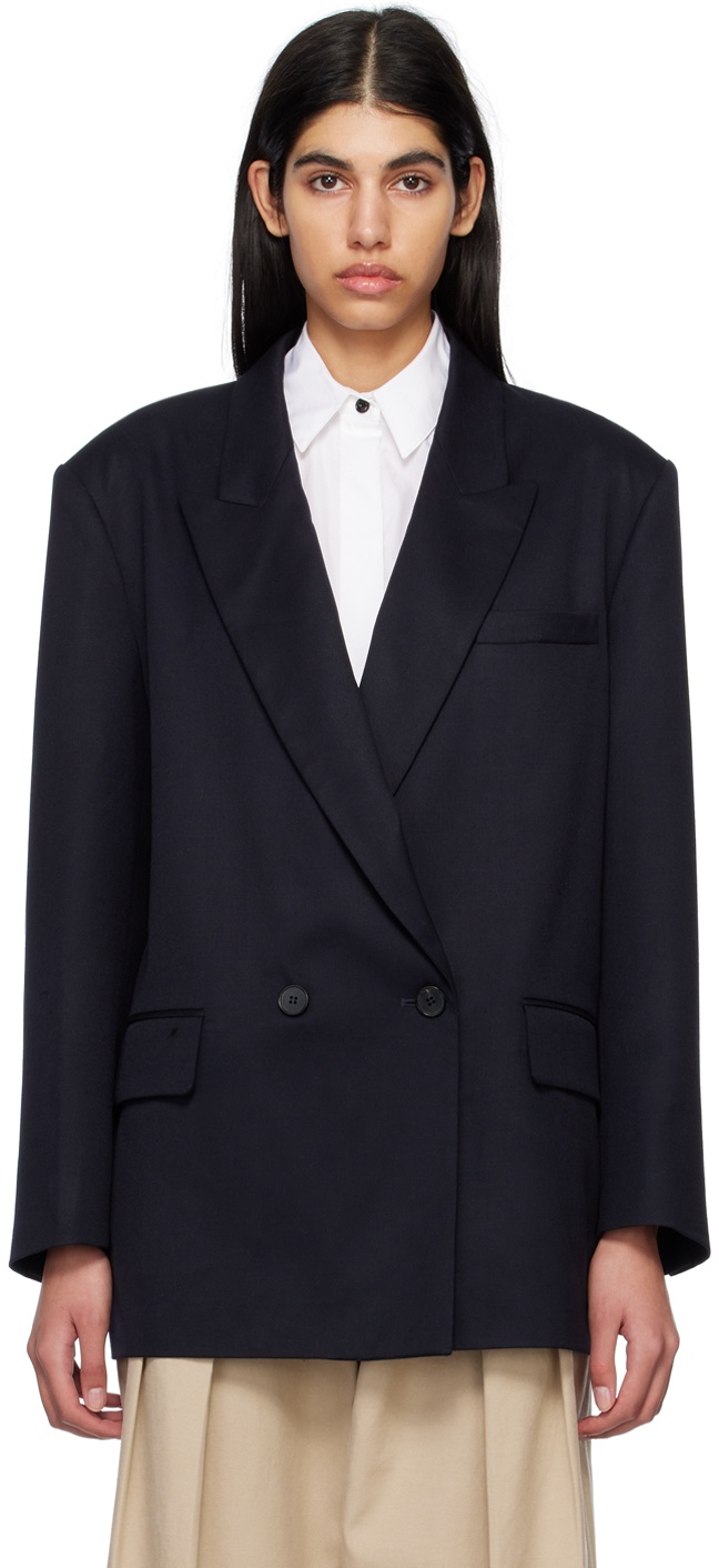 DRAE Black Double-Breasted Blazer