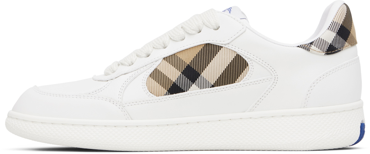 Burberry White Leather and Check Terrace Sneakers​