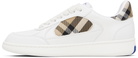 Burberry White Leather and Check Terrace Sneakers​