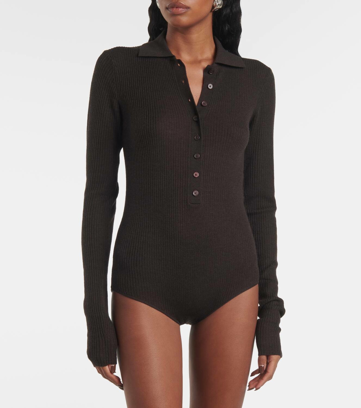 The Frankie Shop Solana wool, silk, and cashmere bodysuit