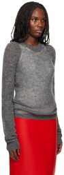 Sportmax Gray Stretch Alpaca & Wool Crewneck Sweater