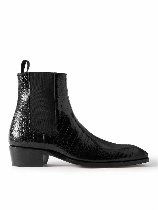 Photo: TOM FORD - Bailey Croc-Effect Patent-Leather Chelsea Boots - Black