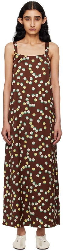 Photo: Bode Brown Bubble Dot Maxi Dress
