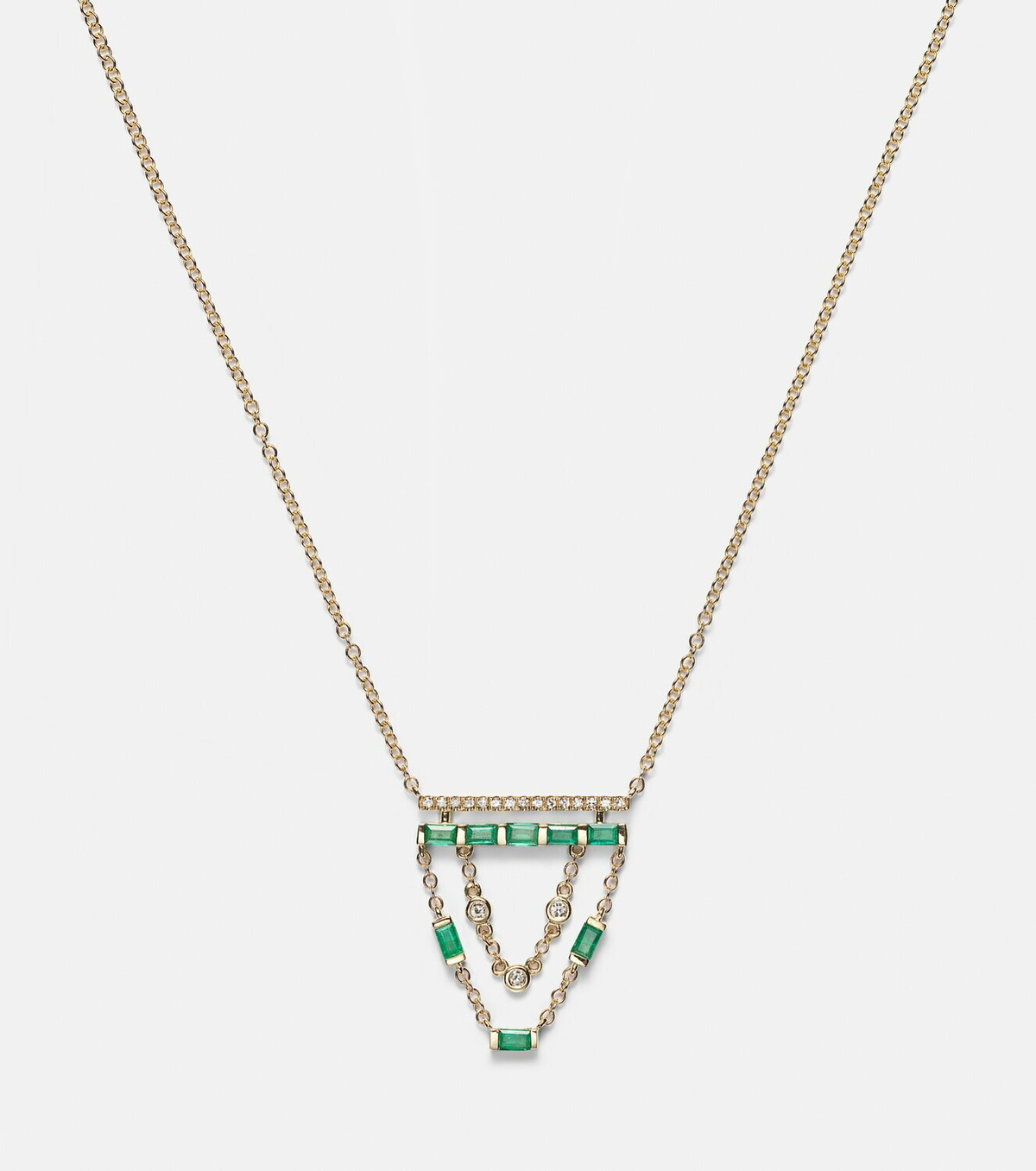 Shay Jewelry 18kt gold necklace with emeralds and diamonds