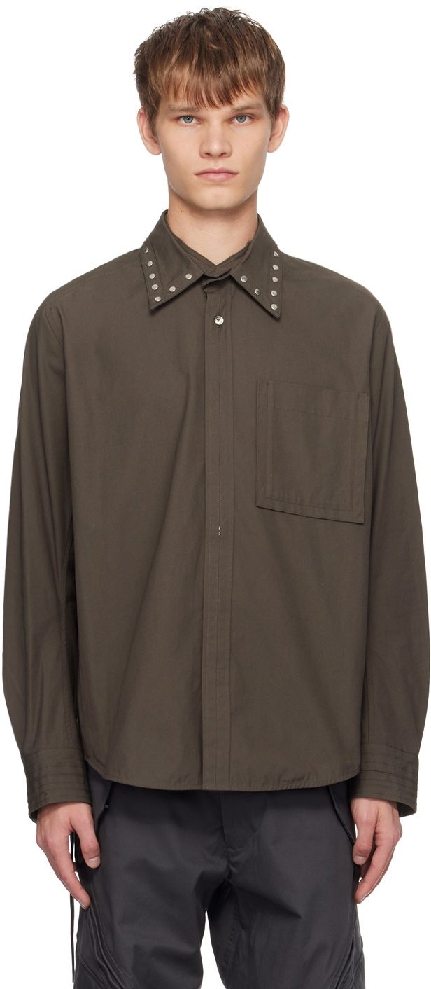 NVRFRGT Brown Detachable Collar Shirt