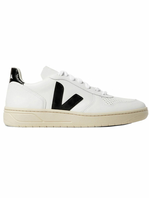 Photo: Veja - V-10 Rubber-trimmed Leather Sneakers - White