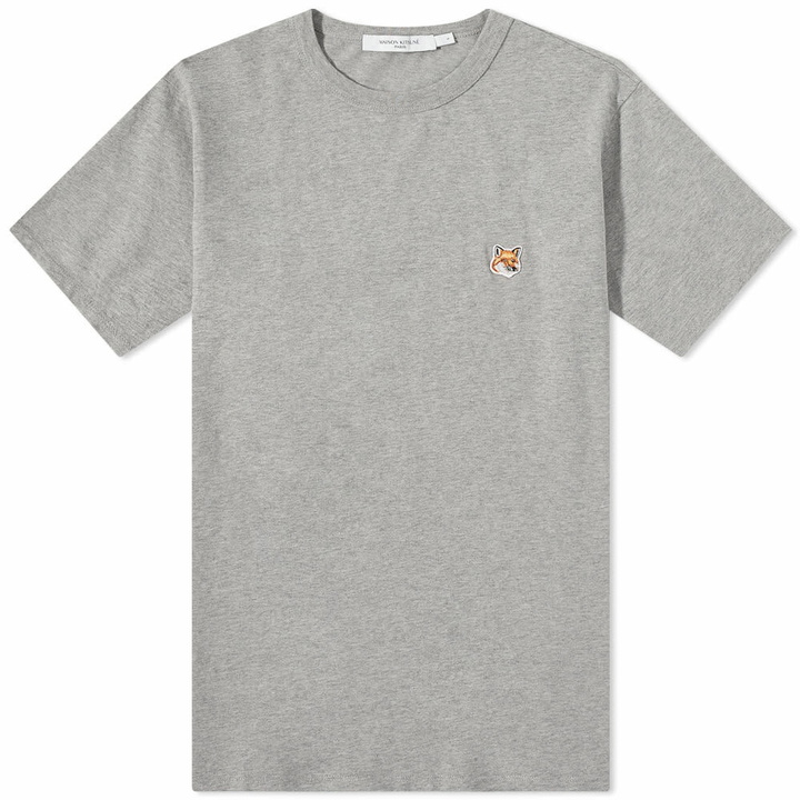 Photo: Maison Kitsuné Men's Fox Head Patch T-Shirt in Grey Melange