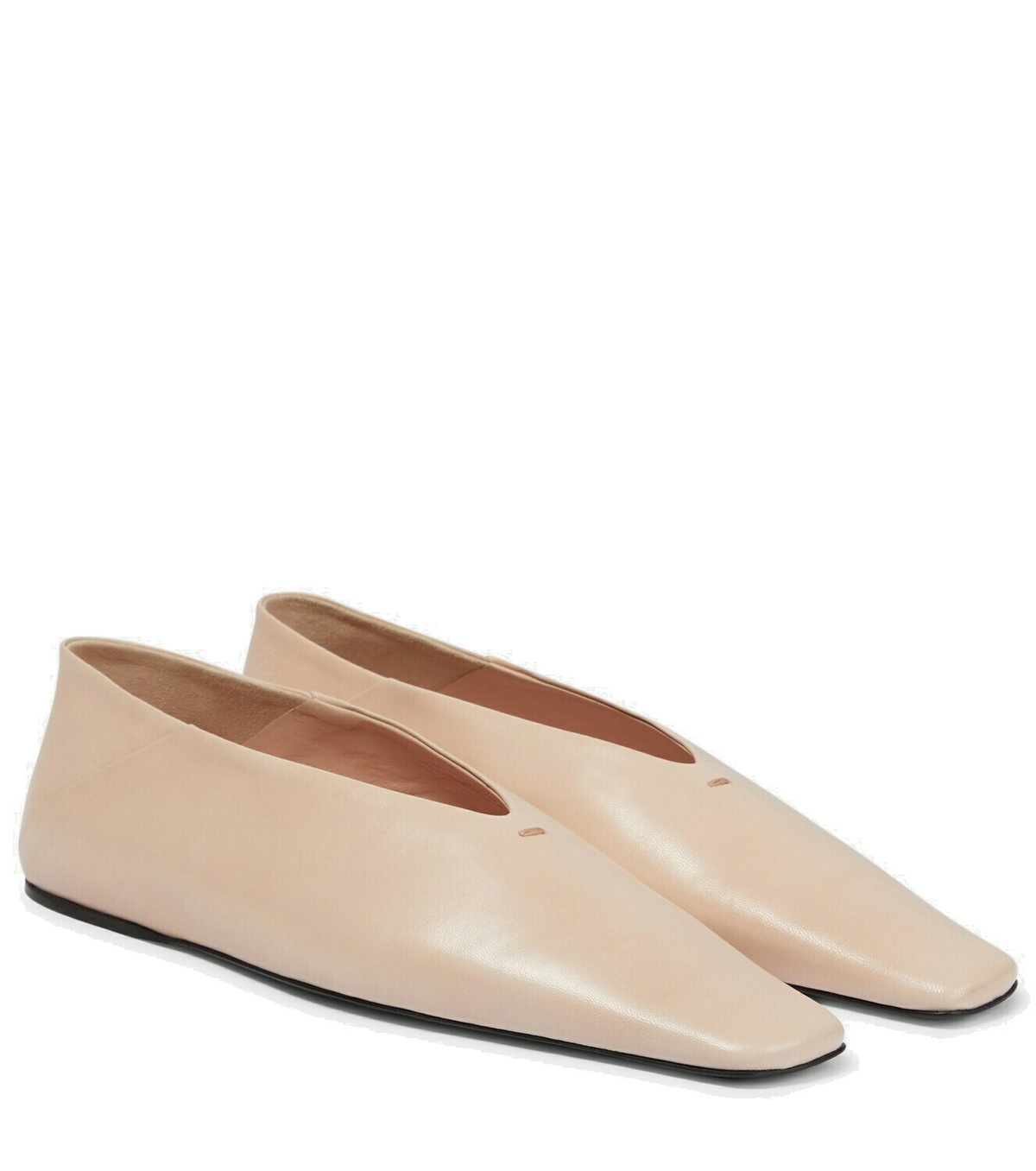 JIL SANDER Asymmetric leather ballet flats | NET-A-PORTER
