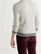 CANALI - Striped Cable-Knit Wool Sweater - Gray - IT 52