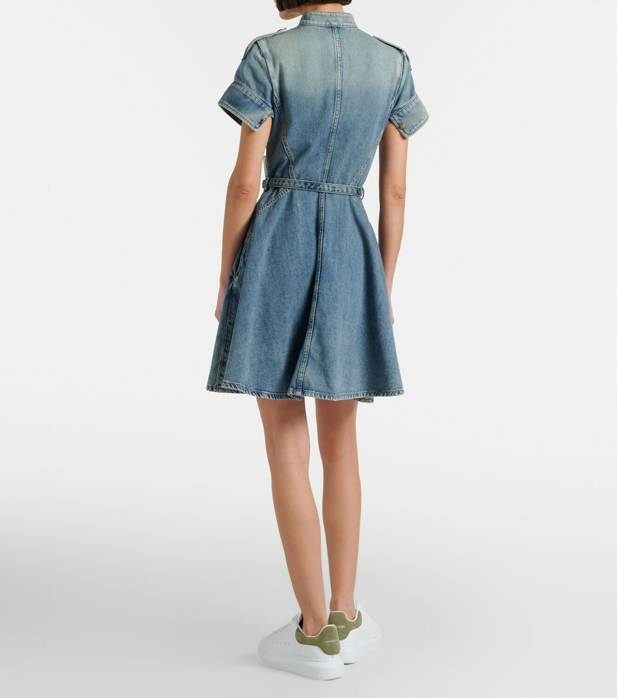 McQueen Belted denim shirt dress