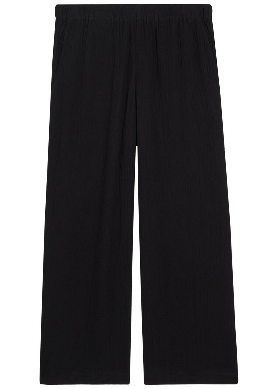 Eileen Fisher Wide-leg Cotton Trousers Black