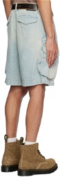 R13 Blue Pocket Denim Shorts